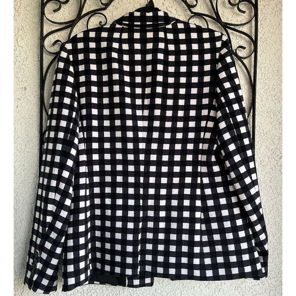 Banana RepublicGingham 1 Button Blazer - Size 14 / White/Black - Picture 9 of 13